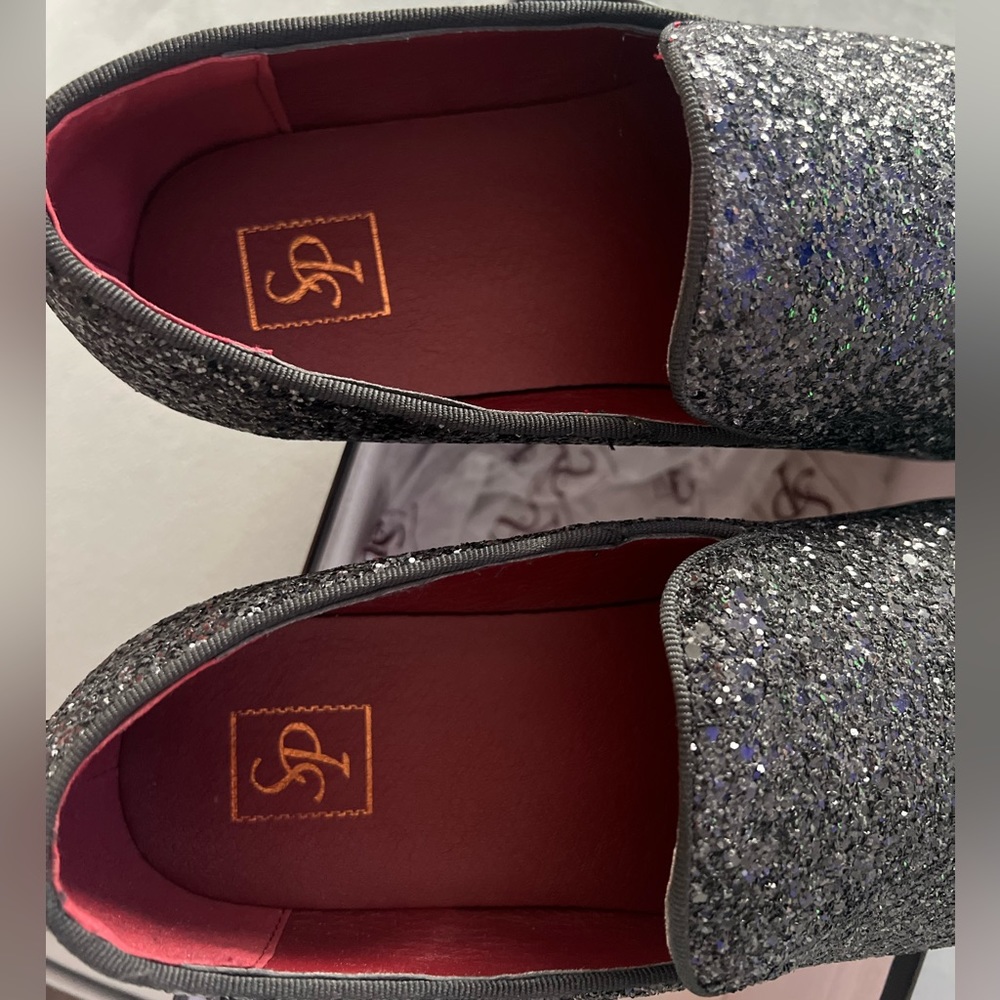 Black Men’s Metallic/Glitter Tuxedo Slip On Sz 12